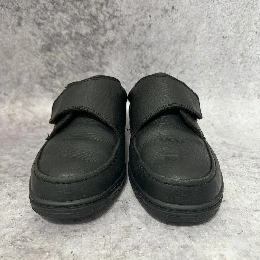 Streetcars Shoes Men 11 2W Black Leather Comfort Hook Loop Moc Toe 9475-FG